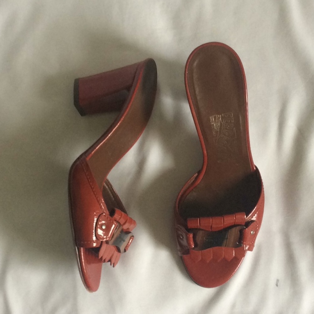 Rust Red Ferragamo Mules - image 1